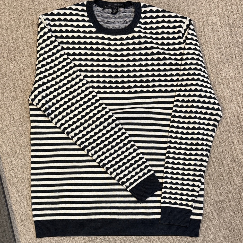 Marc Jacobs Black and White Patterned Crewneck Sweater